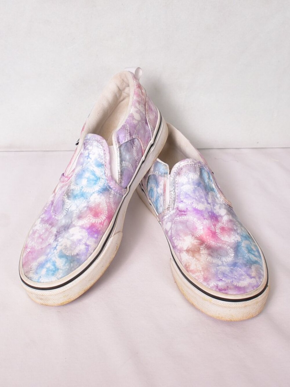 Vans Shoes Missy 3 Tie Dye Slip On Casual Sneakers 500714 Pink Fabric Flats